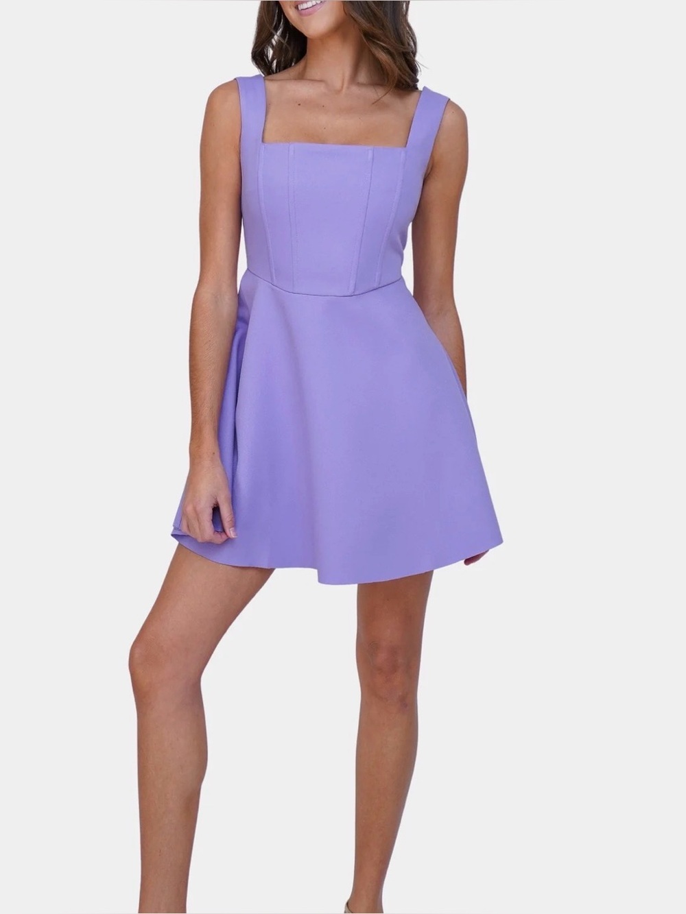 Elliatt Lavender Square-Neck Mini Dress